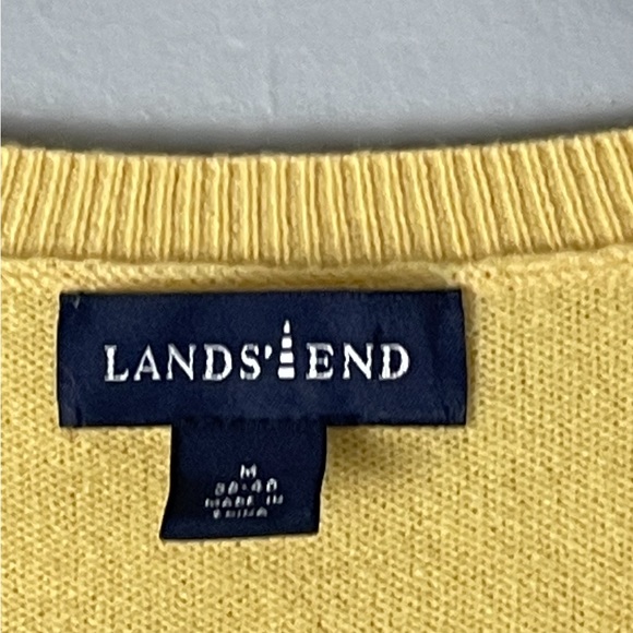 Lands’ End Yellow V-neck Cashmere Sweater M - Picture 5 of 12